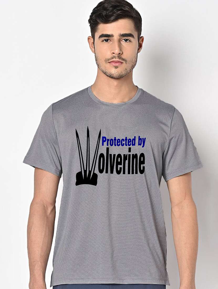 men grey round neck regular fit t-shirt