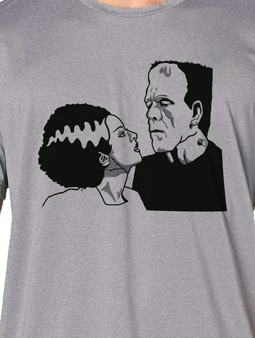 men grey round neck regular fit t-shirt - 21842678 -  Standard Image - 3