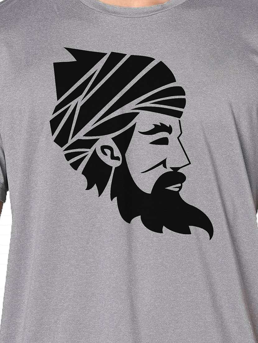 men grey round neck regular fit t-shirt - 21842679 -  Standard Image - 3