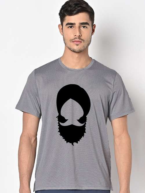 men grey round neck regular fit t-shirt - 21842685 -  Standard Image - 0