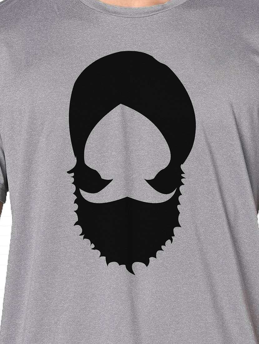 men grey round neck regular fit t-shirt - 21842685 -  Standard Image - 3