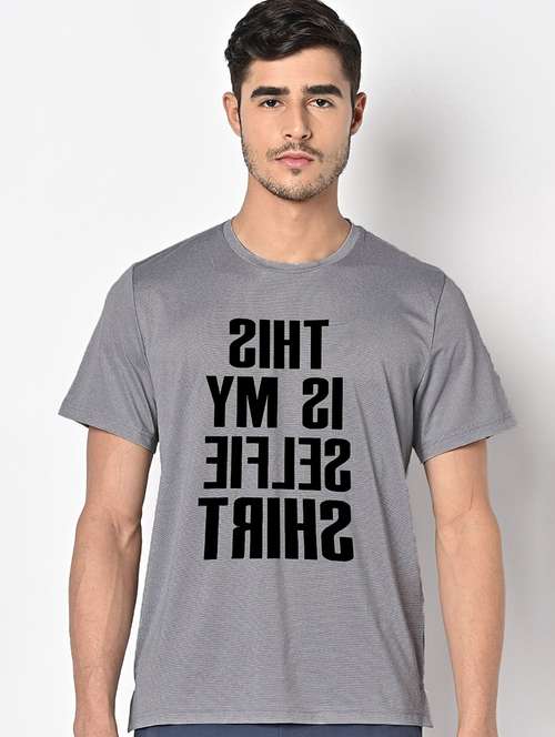 men grey round neck regular fit t-shirt - 21842687 -  Standard Image - 0