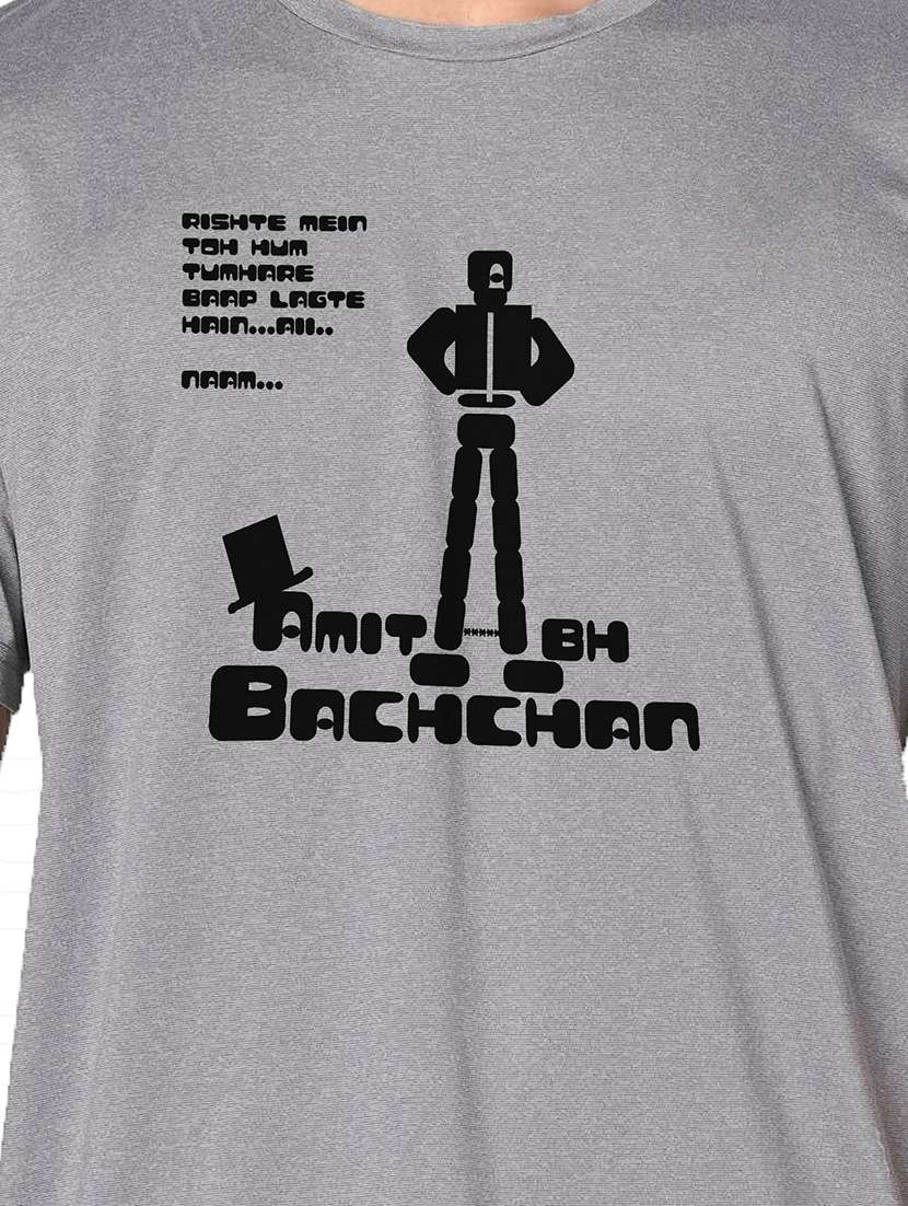 men grey round neck regular fit t-shirt - 21842692 -  Standard Image - 3