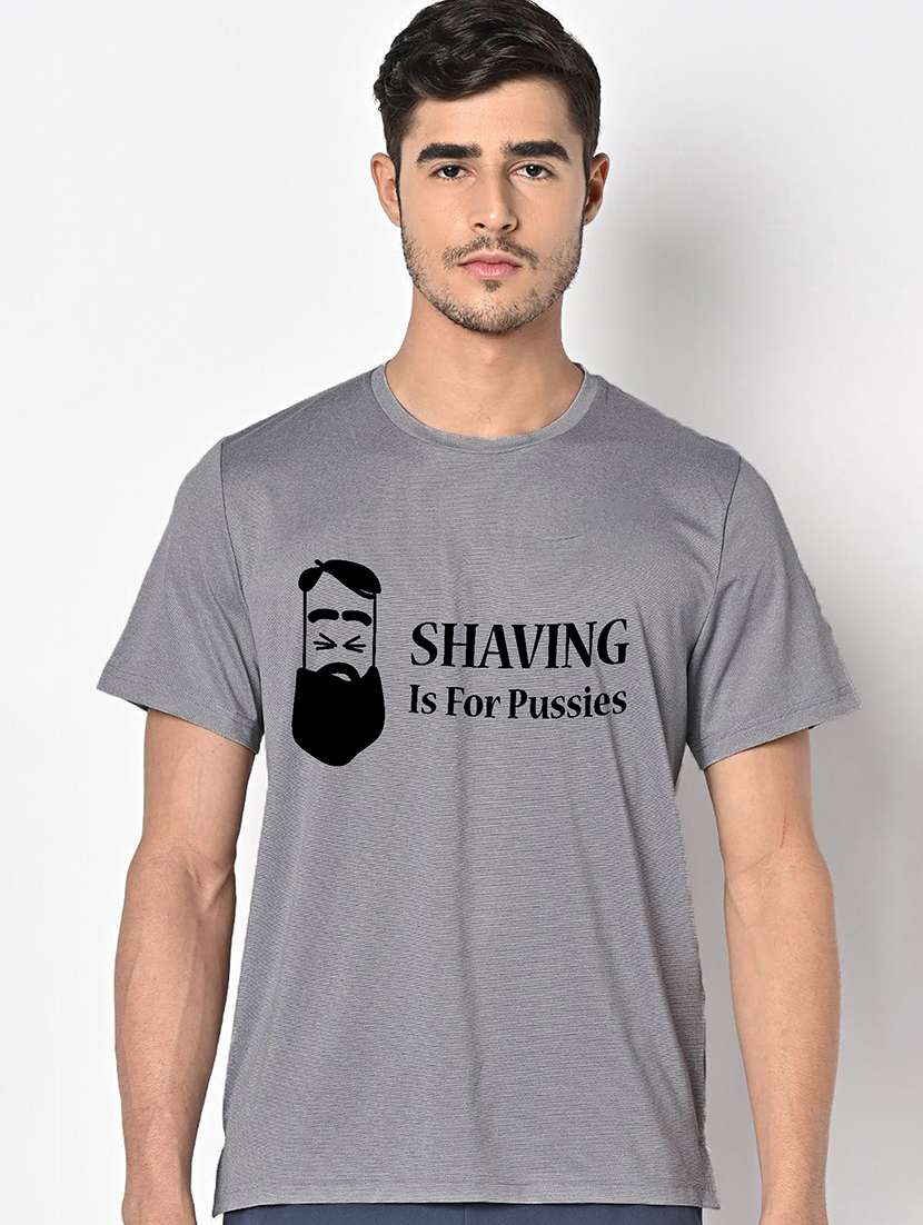 men grey round neck regular fit t-shirt