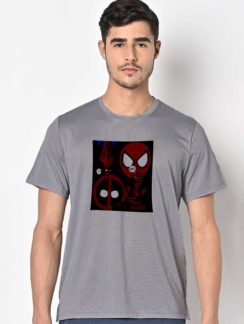 men grey round neck regular fit t-shirt - 21842710 -  Standard Image - 0