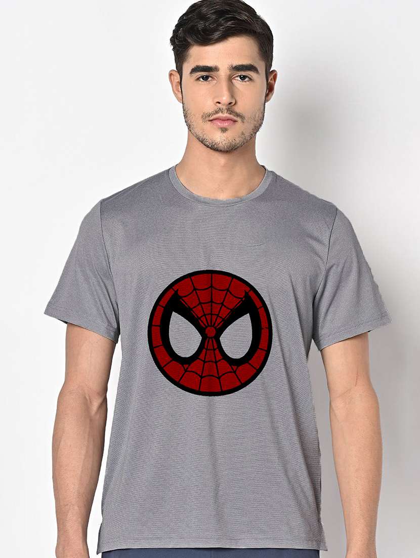 men grey round neck regular fit t-shirt