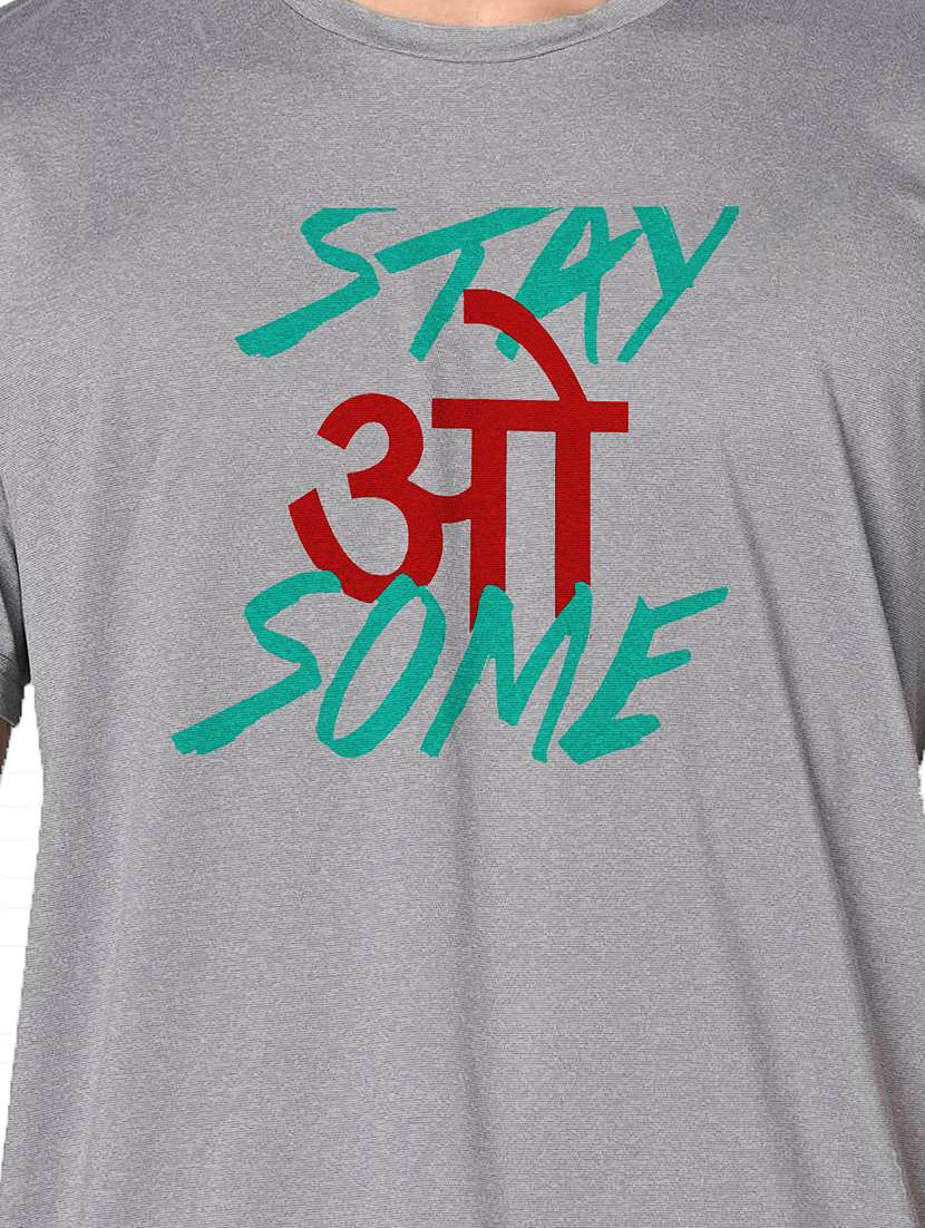 men grey round neck regular fit t-shirt - 21842712 -  Standard Image - 3