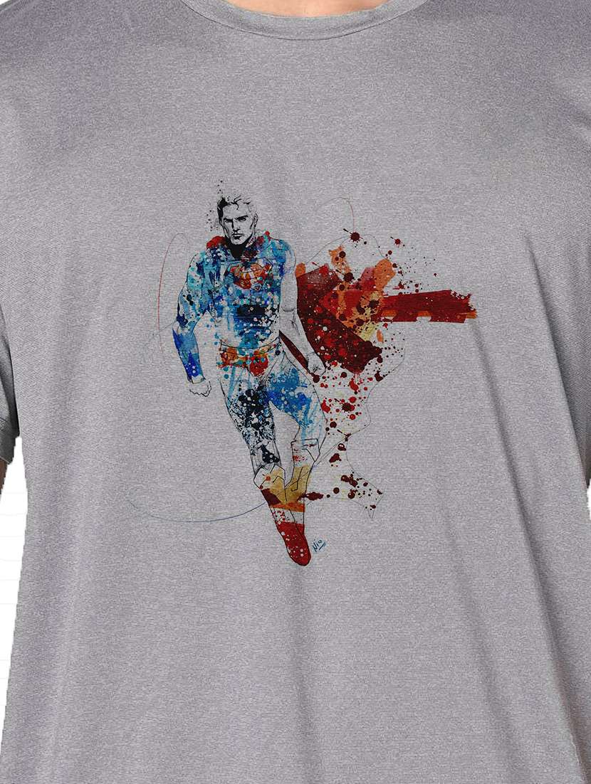 men grey round neck regular fit t-shirt - 21842725 -  Standard Image - 3