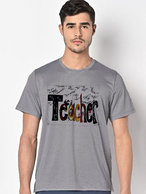 men grey round neck regular fit t-shirt - 21842734 - Standard Image - 0