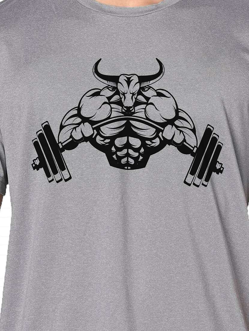 men grey round neck regular fit t-shirt - 21842735 -  Standard Image - 3