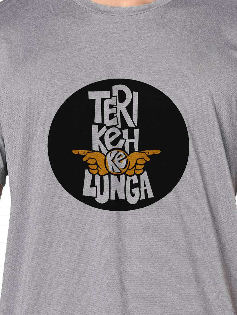 men grey round neck regular fit t-shirt - 21842742 - Standard Image - 3