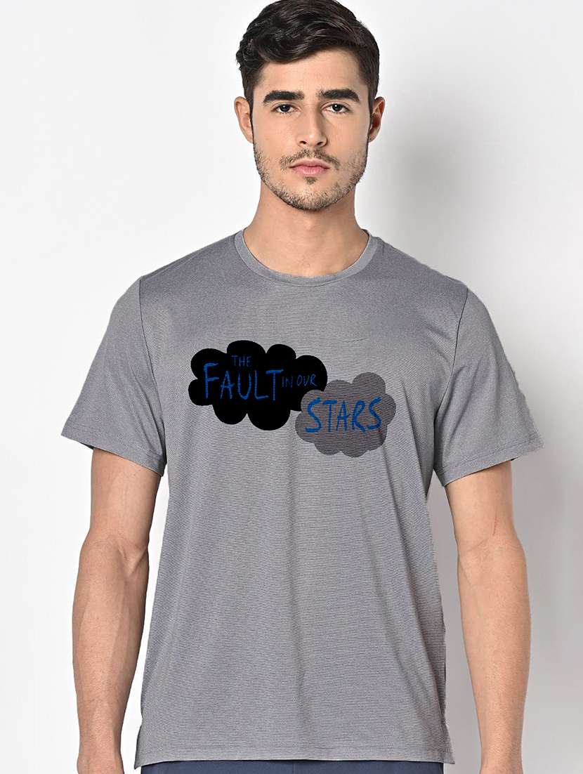 men grey round neck regular fit t-shirt - 21842751 - Zoom Image - 0
