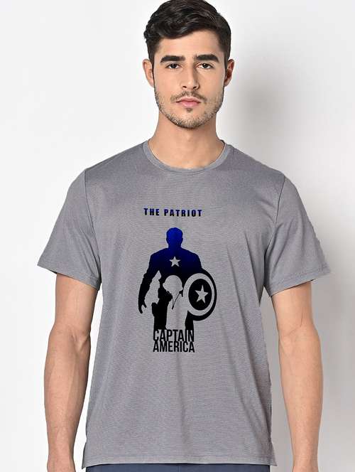 men grey round neck regular fit t-shirt - 21842759 -  Standard Image - 0