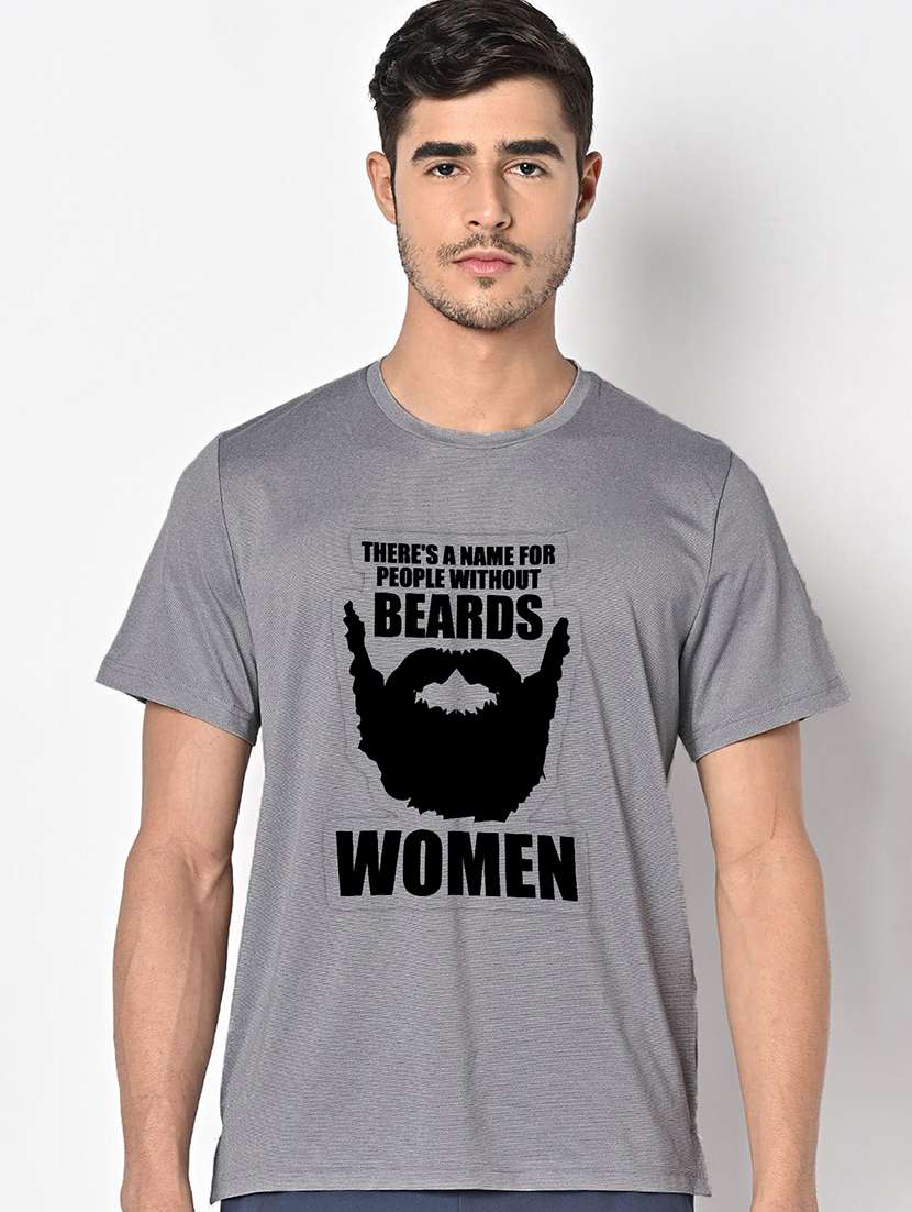 men grey round neck regular fit t-shirt