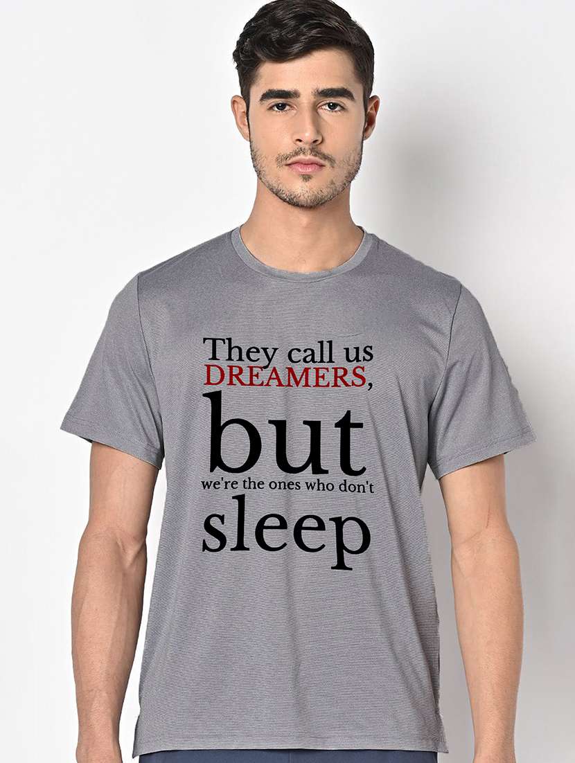 men grey round neck regular fit t-shirt