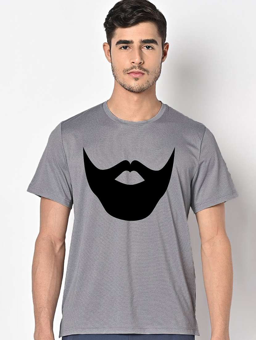 men grey round neck regular fit t-shirt