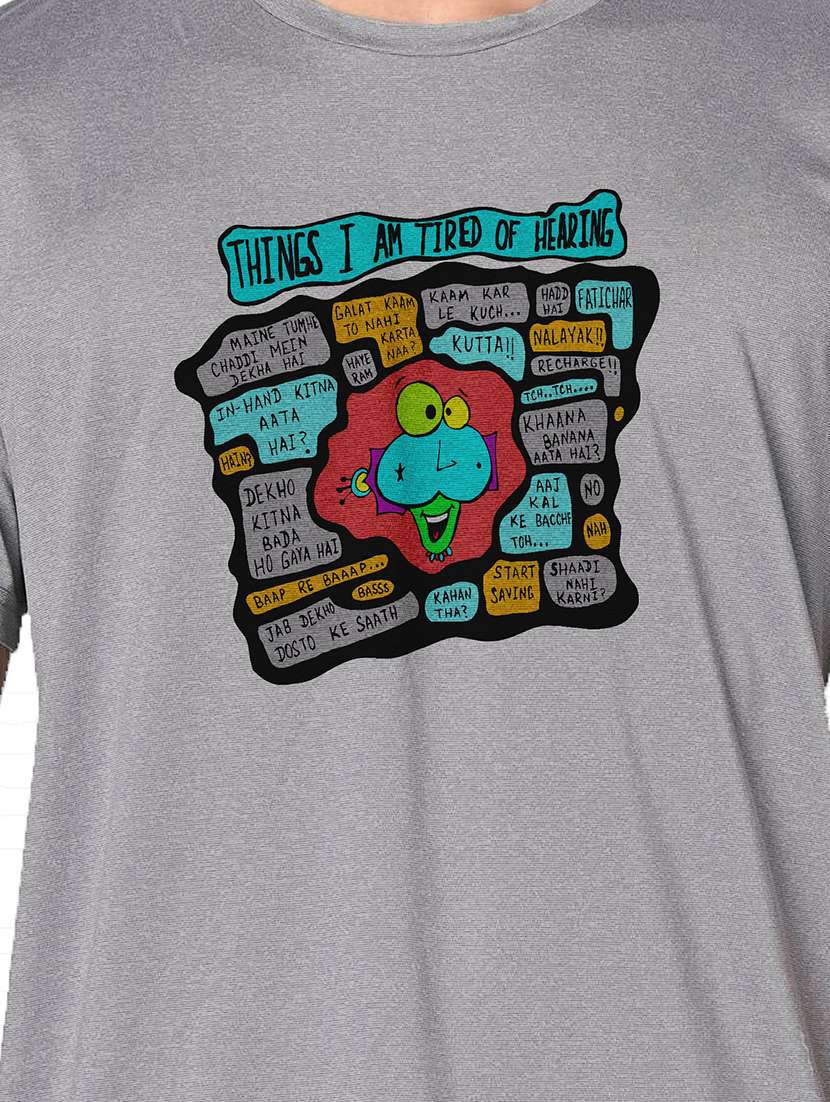 men grey round neck regular fit t-shirt - 21842766 -  Standard Image - 3