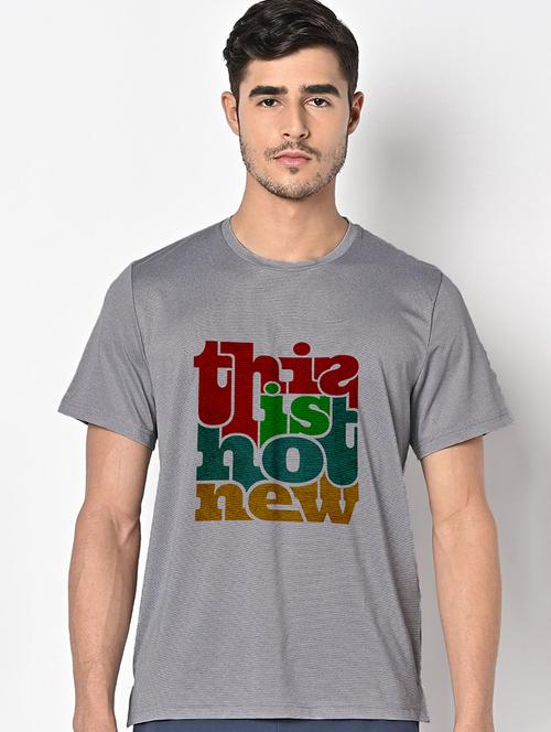 men grey round neck regular fit t-shirt - 21842769 - Standard Image - 0