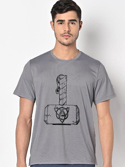 men grey round neck regular fit t-shirt - 21842772 -  Standard Image - 0