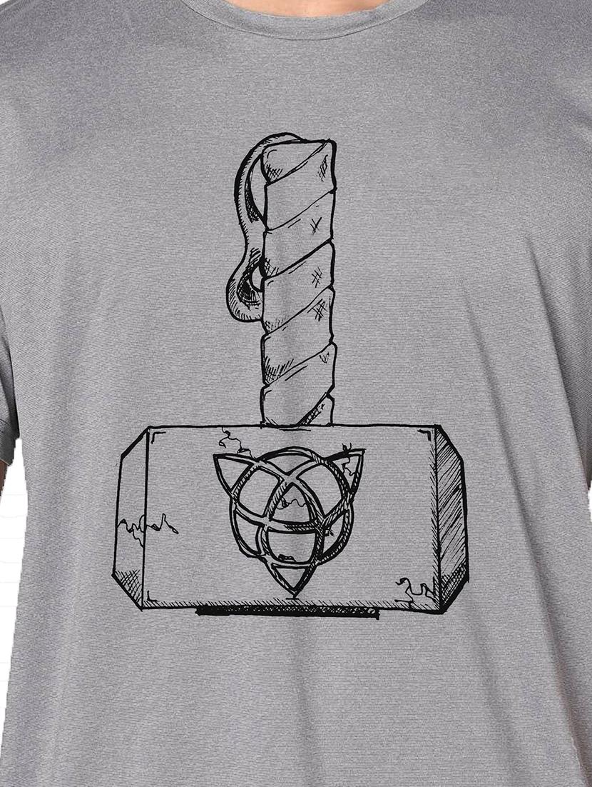 men grey round neck regular fit t-shirt - 21842772 - Standard Image - 3