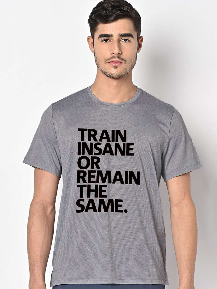 men grey round neck regular fit t-shirt