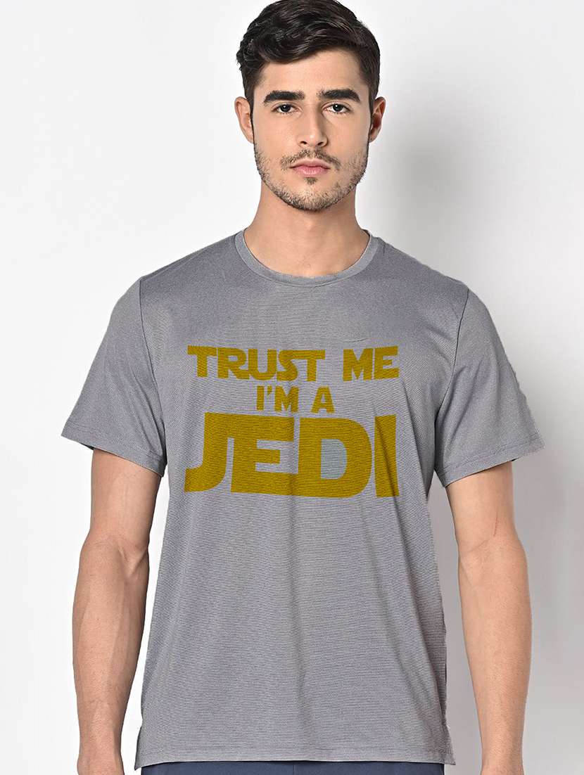 men grey round neck regular fit t-shirt