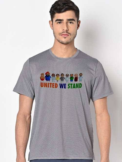 men grey round neck regular fit t-shirt - 21842788 -  Standard Image - 0