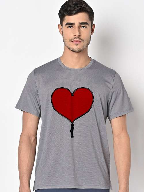 men grey round neck regular fit t-shirt - 21842789 -  Standard Image - 0