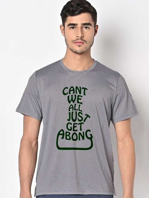 men grey round neck regular fit t-shirt - 21842790 -  Standard Image - 0