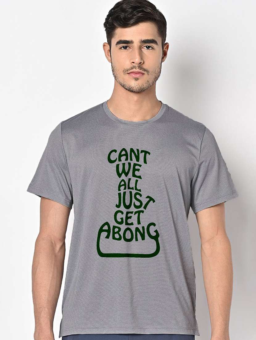 men grey round neck regular fit t-shirt