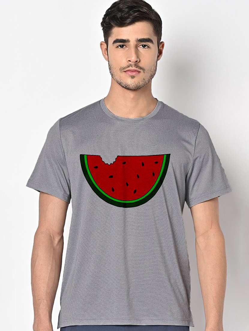 men grey round neck regular fit t-shirt - 21842802 - Zoom Image - 0