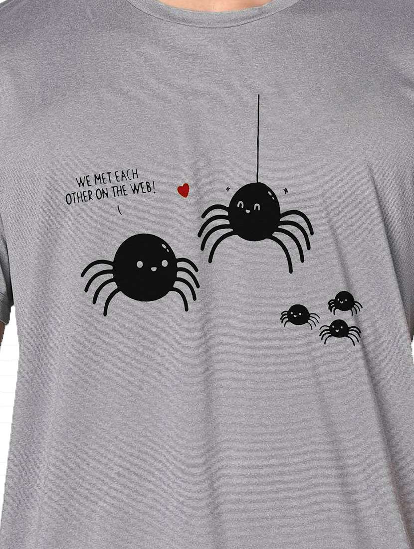 men grey round neck regular fit t-shirt - 21842805 -  Standard Image - 3