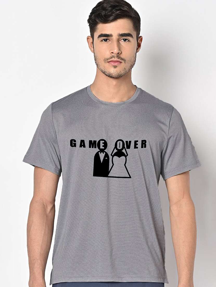 men grey round neck regular fit t-shirt - 21842807 - Zoom Image - 0