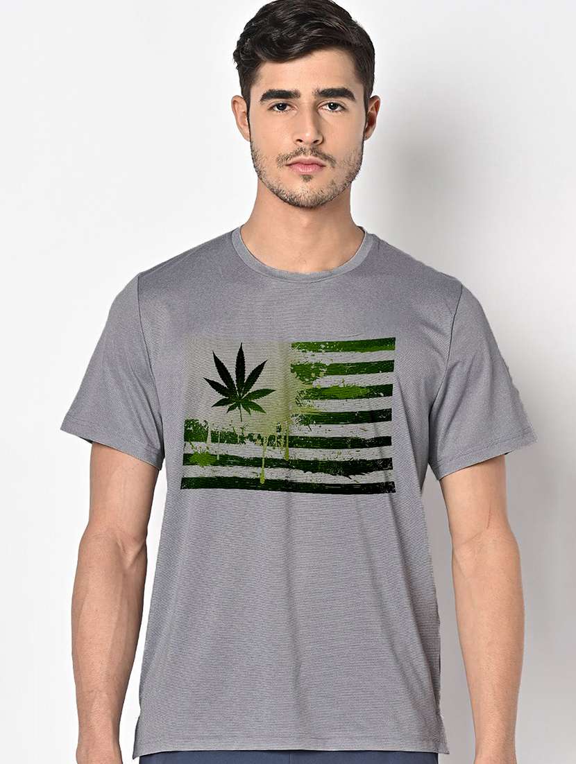 men grey round neck regular fit t-shirt - 21842809 -  Zoom Image - 0