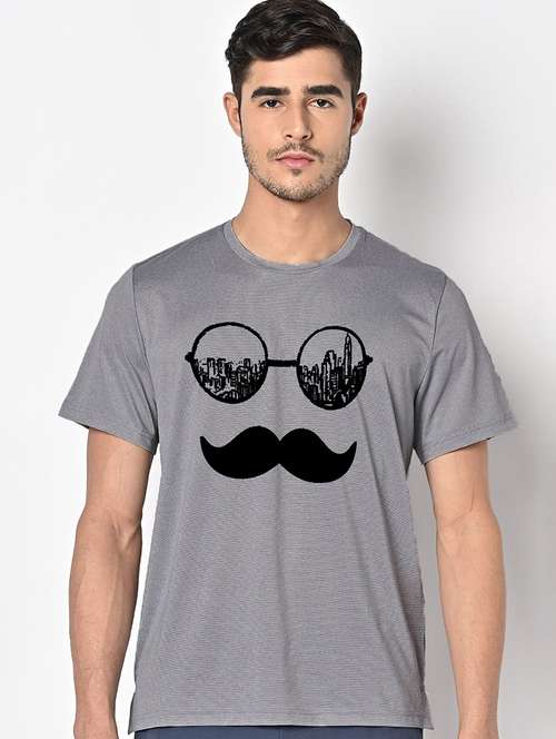 men grey round neck regular fit t-shirt - 21842813 -  Standard Image - 0