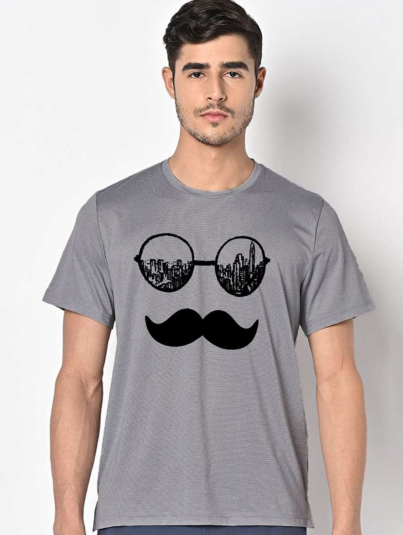 men grey round neck regular fit t-shirt - 21842813 -  Zoom Image - 0