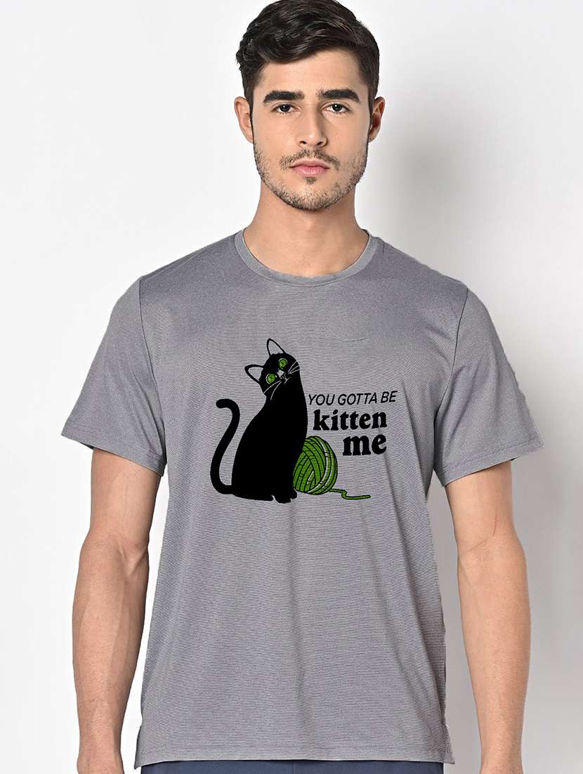 men grey round neck regular fit t-shirt - 21842821 - Zoom Image - 0