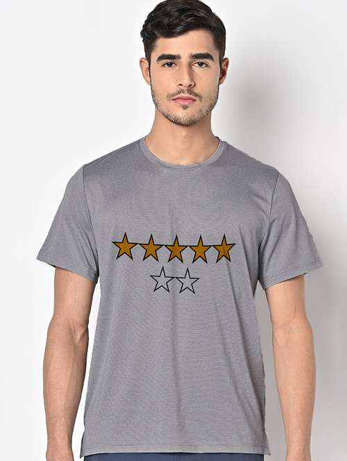 men grey round neck regular fit t-shirt - 21842823 -  Standard Image - 0