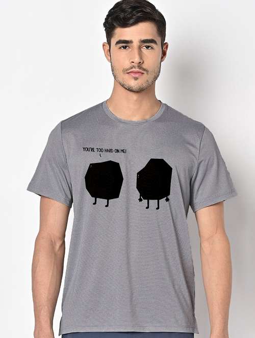 men grey round neck regular fit t-shirt - 21842824 -  Standard Image - 0