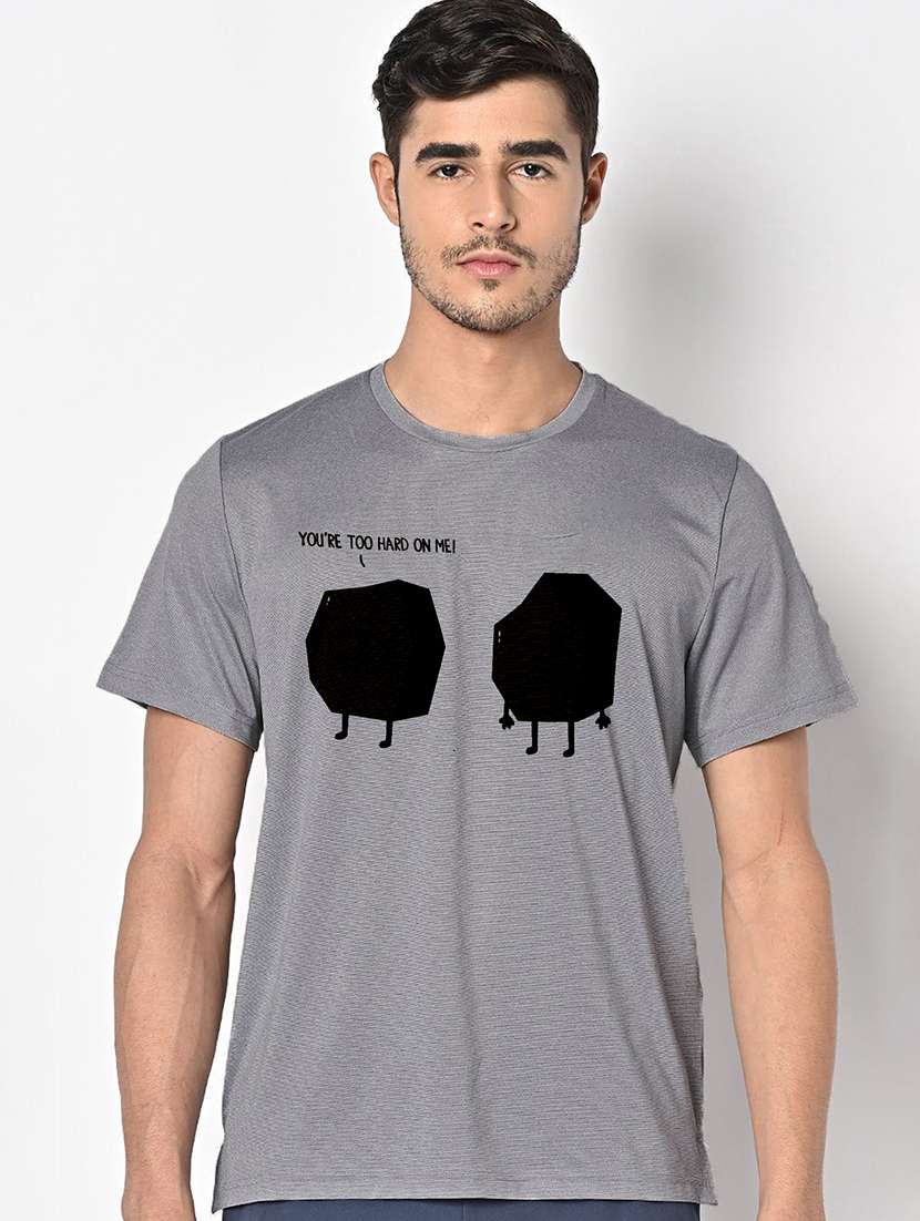 men grey round neck regular fit t-shirt - 21842824 -  Zoom Image - 0
