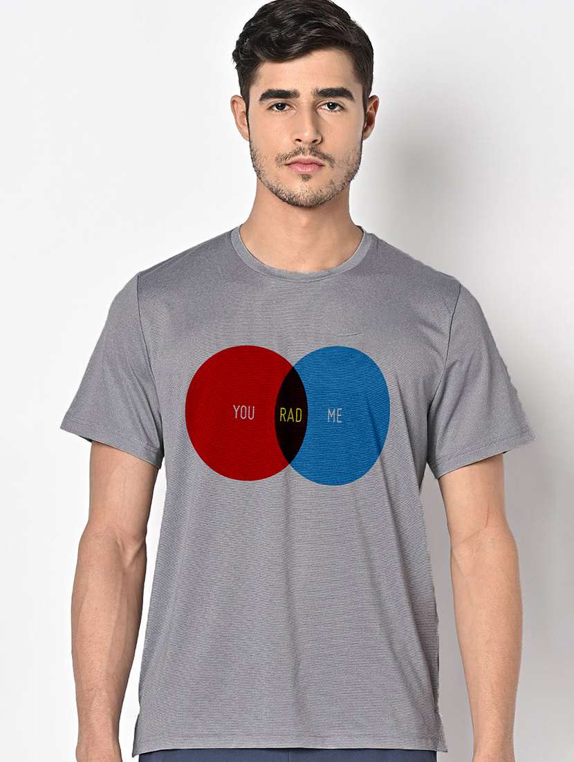 men grey round neck regular fit t-shirt