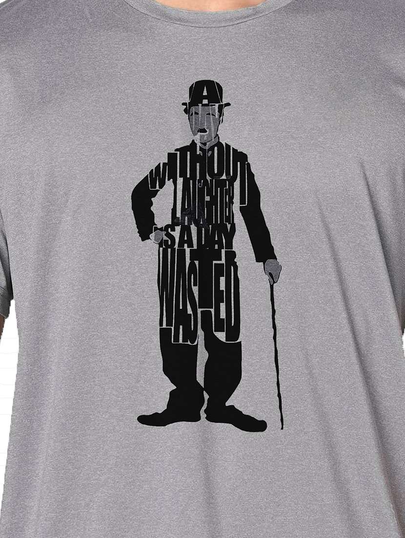 men grey round neck regular fit t-shirt - 21842836 -  Standard Image - 3