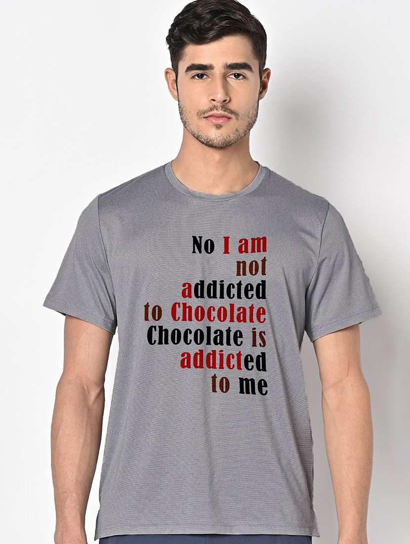 men grey round neck regular fit t-shirt