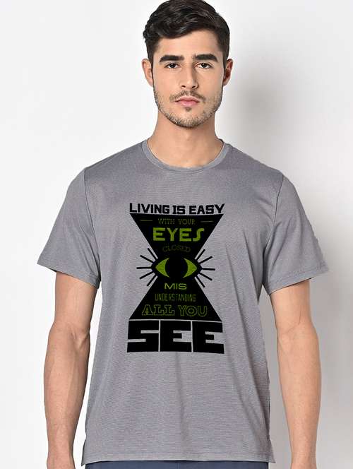 men grey round neck regular fit t-shirt - 21842843 -  Standard Image - 0