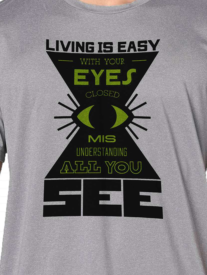 men grey round neck regular fit t-shirt - 21842843 - Standard Image - 3