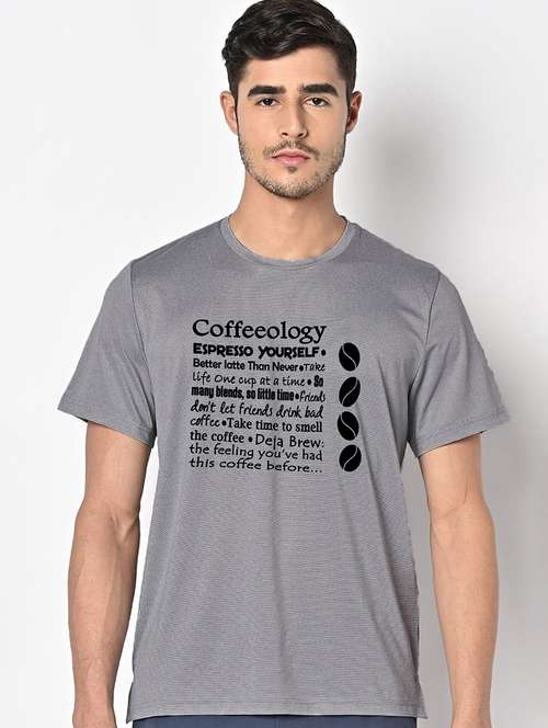men grey round neck regular fit t-shirt - 21842847 -  Standard Image - 0