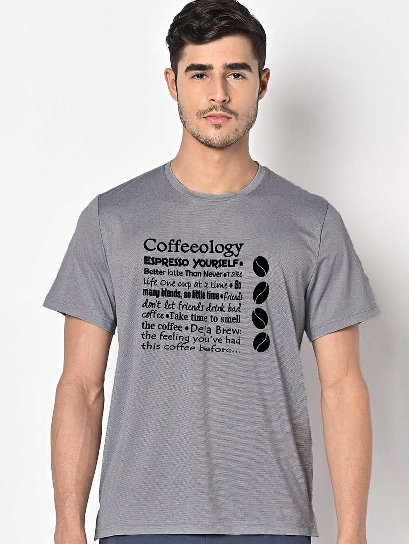 men grey round neck regular fit t-shirt - 21842847 -  Zoom Image - 0