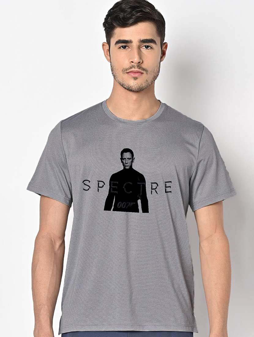 men grey round neck regular fit t-shirt - 21842857 -  Zoom Image - 0