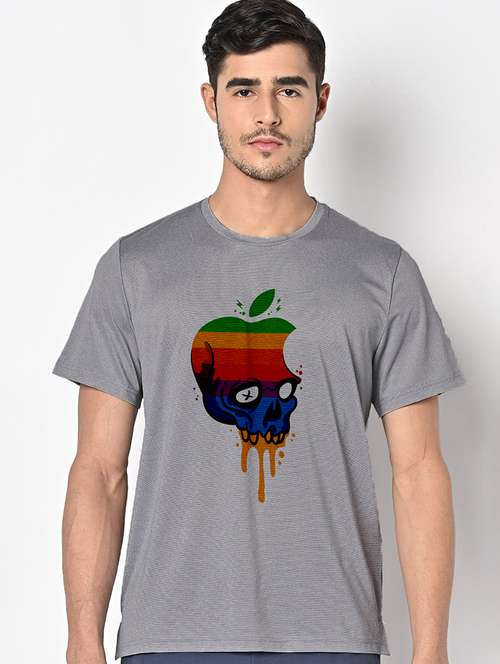 men grey round neck regular fit t-shirt - 21842860 -  Standard Image - 0