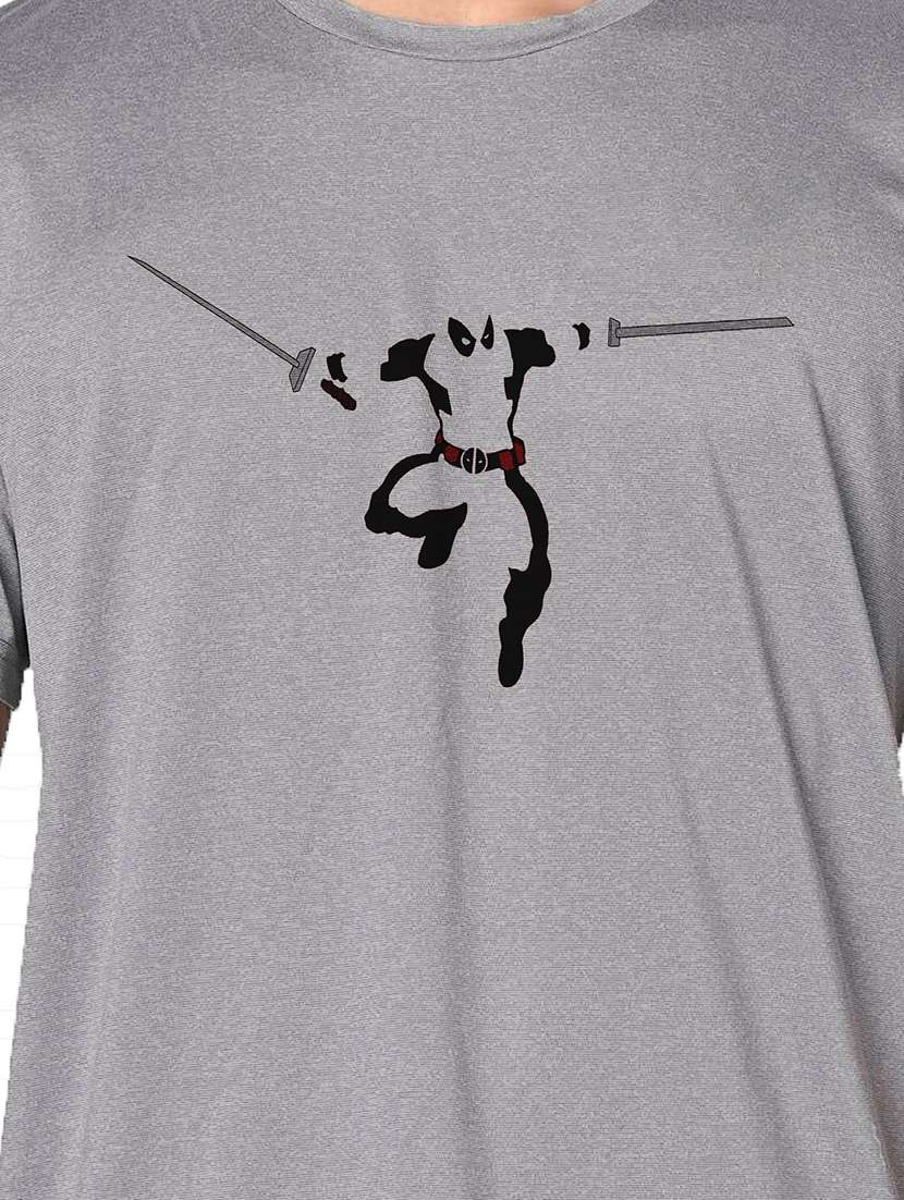 men grey round neck regular fit t-shirt - 21842861 - Standard Image - 3